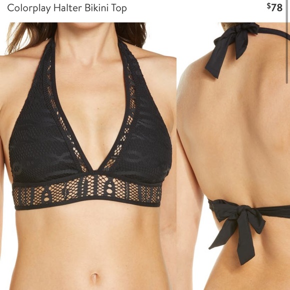 BECCA Other - Becca black colorplay halter bikini top size D NWOT